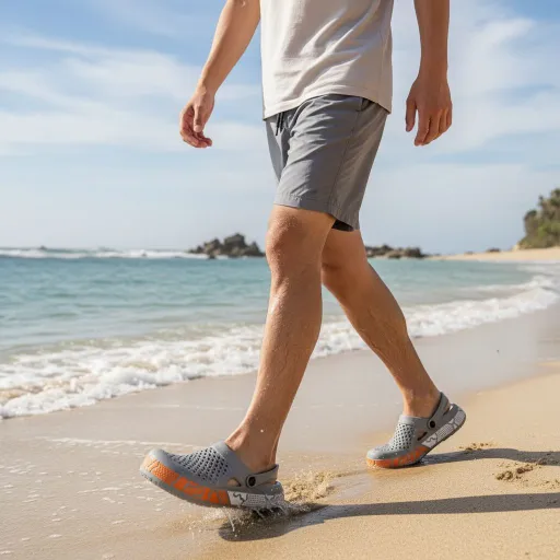 Gray Terrain-Sole Clogs Breathable Slip-Ons with Artistic Grip 